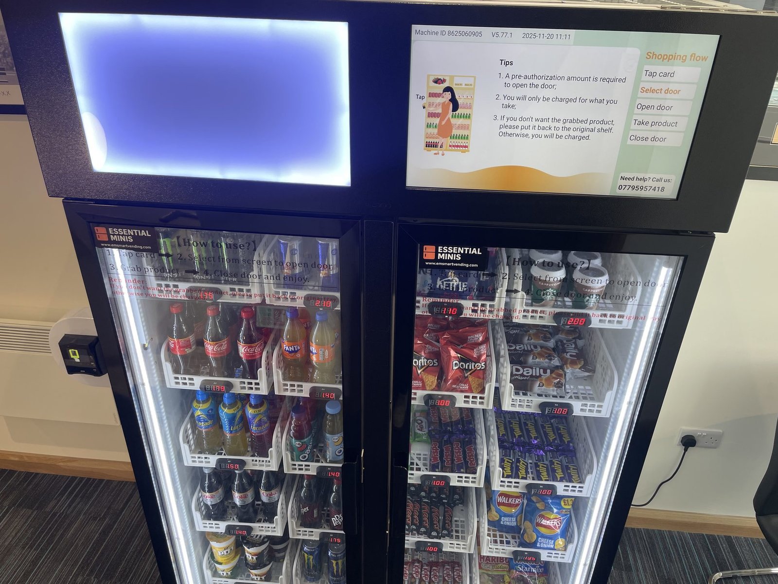 Smart vending machine installed in workplace breakroom