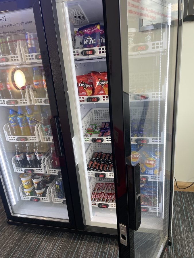 Workplace vending machine with wide selection of snacks and cold drinks